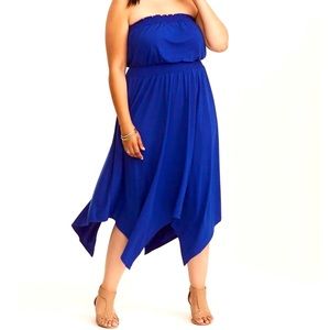 Torrid Blue Smocked Jersey Tube Top Dress 3XL